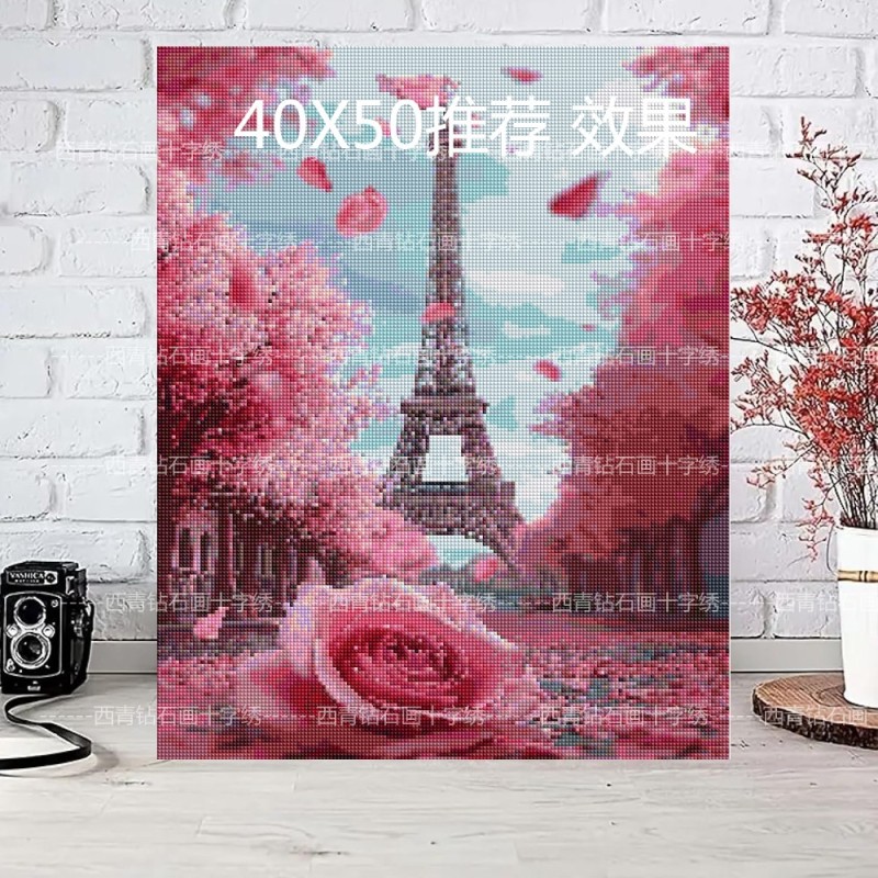 pink eiffiel tower diamond painting