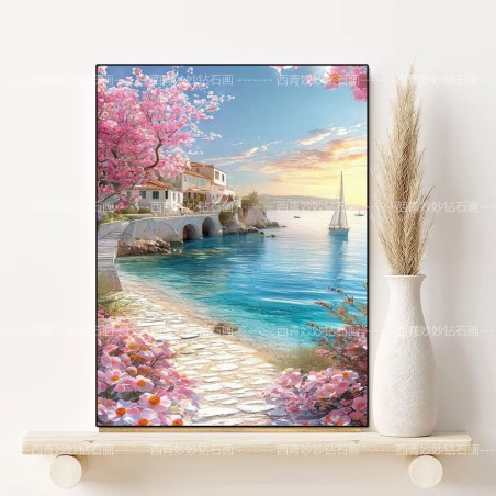 pink scenery diamond art