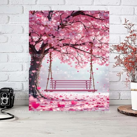 pink cheery tree diamond painting