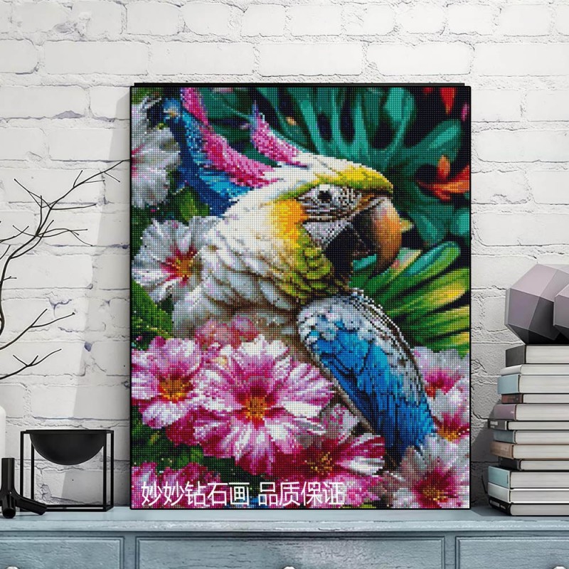 pretty flower parrot diamond art