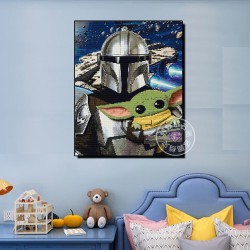 mandalorian with grugo kid diy diamond painting china factory 40x50