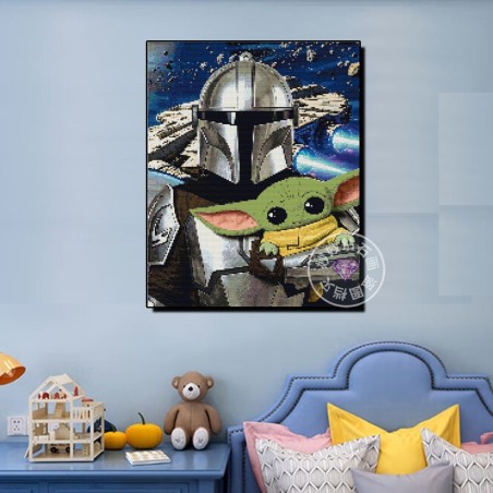 mandalorian with grugo kid diy diamond painting china factory 40x50