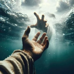 jesus hand save underwater