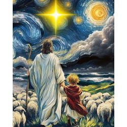 starry nigh jesus with kid