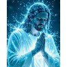 neon light jesus praying