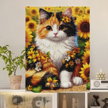 SUNFLOWER CAT DIAMOND PAINTING