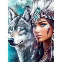 wolf beauty girl diamond painting kits china manufacturer company