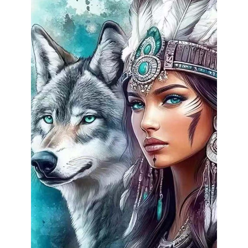 wolf beauty girl diamond painting kits china manufacturer company