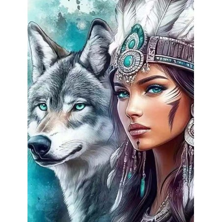 wolf beauty girl diamond painting kits china manufacturer company