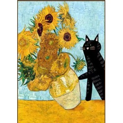 vangogh sunflower cat diamond painting wholesale china manufacturer
