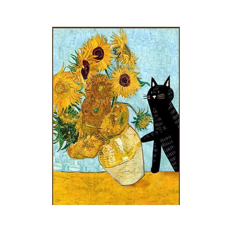 vangogh sunflower cat diamond painting wholesale china manufacturer