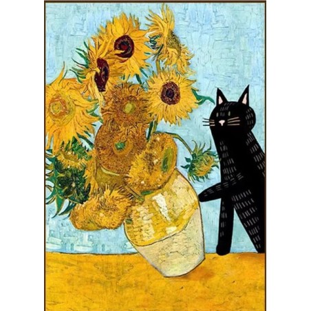 vangogh sunflower cat diamond painting wholesale china manufacturer