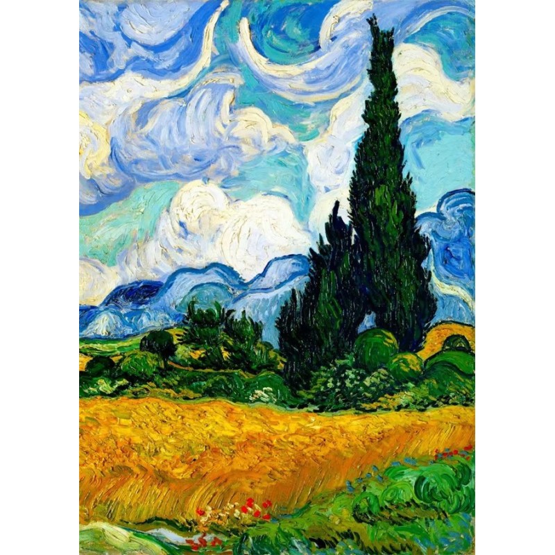 Van gogh Wheat Field with Cypresses 5d mosaic diamond painting wholesale company  china manufacturer