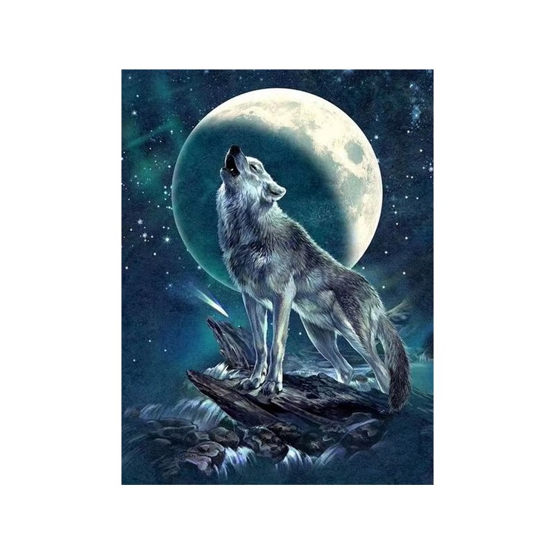 moon wolf  5d diamond painting rhinestone cavnas china manufacturer