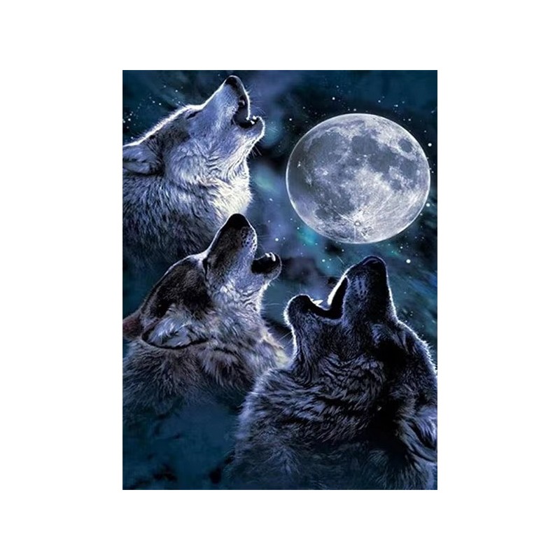 wolf family moon diamond painting rhinestone cavnas china manufacturer