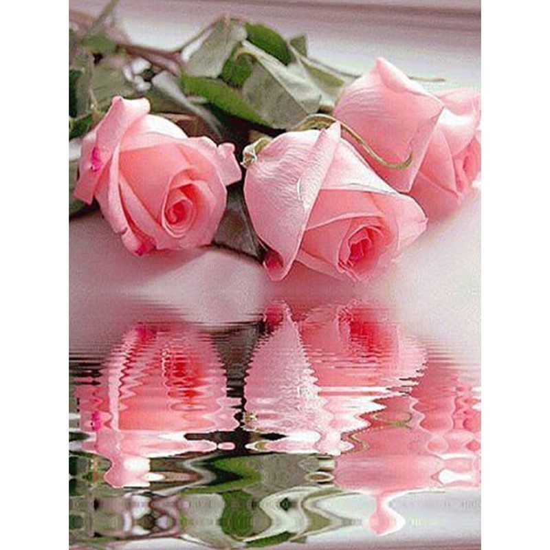 Pink rose flwoer square 5D diamond painting kits china factory wholesale